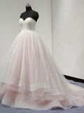 Ball Gown Strapless Sweetheart Neck Organza Cheap Wedding Dresses SWD0026-SheerGirl