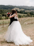 Ball Gown Wedding Dresses White Organza Spaghetti Strap Bridal Dress AWD1306-SheerGirl