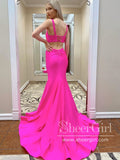 Bateau Neckline Lace up Back Mermaid Prom Gown Fitted Long Prom Dress ARD2602-SheerGirl