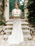 Bateau Wedding Dress with Embellished Bodice Vivid Floral Lace Wedding Gown AWD1683-SheerGirl