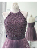 Beaded Bodice Tulle Skirt Halter Shiny Homecoming Dresses,APD2632-SheerGirl