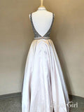 Beaded Bodice V-neck Long Shine Prom Dresses,Pageant Dresses APD3153-SheerGirl