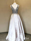 Beaded Bodice V-neck Long Shine Prom Dresses,Pageant Dresses APD3153
