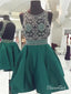 Korálkové tmavě zelené krátké šaty pro návrat domů Hoco šaty bez zad ARD1084