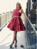 Beaded Dark Red Homecoming Dresses with Pocket Open Back Short Prom Dress ARD1781-SheerGirl