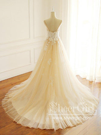 Beaded Lace Wedding Gown A-line Sweetheart Neck Wedding Dresses AWD1900-SheerGirl