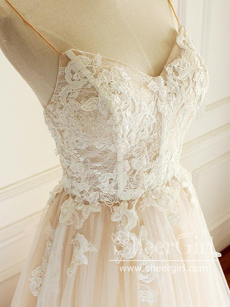 Beaded Lace Wedding Gown A-line Sweetheart Neck Wedding Dresses AWD1900-SheerGirl