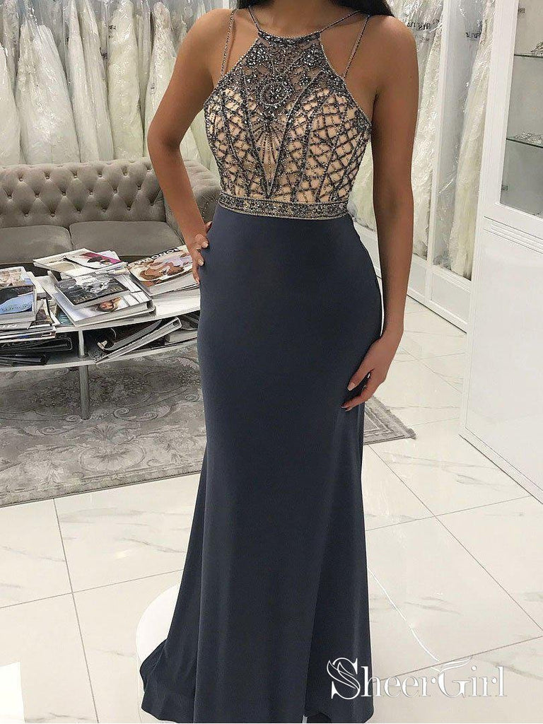 Beaded Long Mermaid Prom Dresses for Women Backless Evening Gowns APD3374-SheerGirl