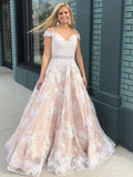 Beaded Off the Shoulder Quinceanera Dress Spaghetti Strap Lace Prom Dresses APD3357-SheerGirl