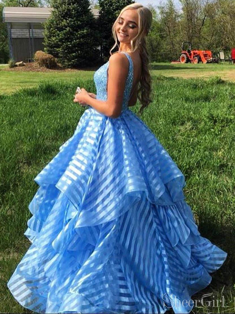 Beaded Sky Blue Organza Prom Dresses Sweet 16 Dress ARD2229 Beaded Sky Blue Organza Prom Dresses Sweet 16 Dress ARD2229
