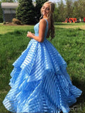 Beaded Sky Blue Organza Prom Dresses Sweet 16 Dress ARD2229-SheerGirl