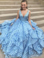 Korálkové nebesky modré šaty z organzy na ples Sladké šaty 16 ARD2229