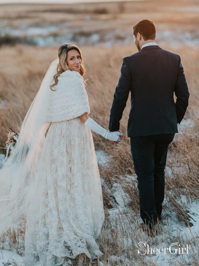 Beaded Spaghetti Strap Lace Boho Wedding Dresses Vintage Rustic Bridal Dress AWD1365-SheerGirl