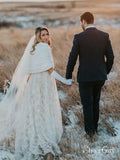 Beaded Spaghetti Strap Lace Boho Wedding Dresses Vintage Rustic Bridal Dress AWD1365-SheerGirl