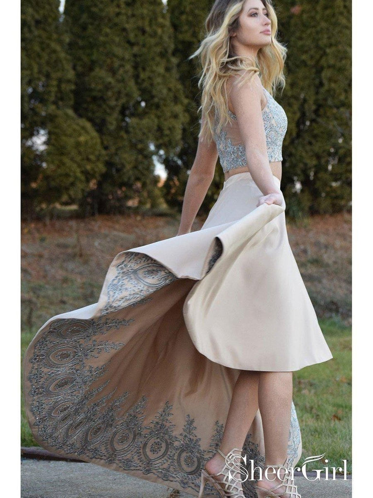 Beaded Two Piece Prom Dresses Lace Applique Maxi Cheap High Prom Dresses APD3473 Beaded Two Piece Prom Dresses Lace Applique Maxi Cheap High Prom Dresses APD3473