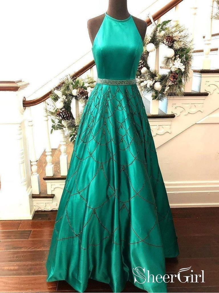 Black Beaded Prom Dresses Halter Emerald Green Long Prom Dresses APD32 SheerGirl Black Beaded Prom Dresses Halter Emerald Green Long Prom Dresses APD32 SheerGirl