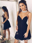 Black Chiffon Mini Homecoming Dresses Spaghetti Strap Party Dress ARD2428