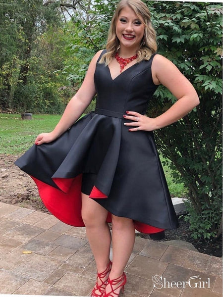 Black High Low Prom Dresses Simple Plus Size Homecoming Dress SheerGirl Black High Low Prom Dresses Simple Plus Size Homecoming Dress SheerGirl