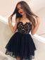 Black Lace Mini Homecoming Dresses Spaghetti Strap Short Cocktail Party Dress ARD1599
