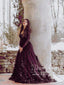 Černý tyl Aplikované společenské šaty s dlouhými rukávy Plesové šaty Plesové šaty ARD2662 