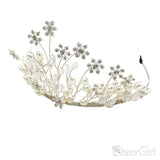Blooming Crystal Snow Tiaras with Pearls ACC1140-SheerGirl
