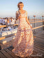 Blush Pink 3D Butterfly Lace Long Prom Dresses With Cap Sleeve ARD1982