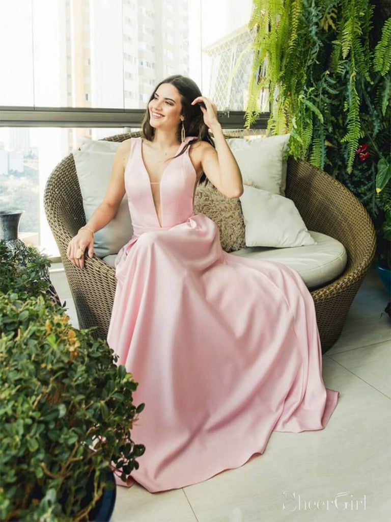 Blush Pink A-line Long Prom Dresses Sleeveless Formal Dresses ARD2338-SheerGirl