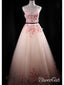 Blush Pink Applique Princess Quinceanera Ball Gown Long See Through Prom Dresses ARD1050