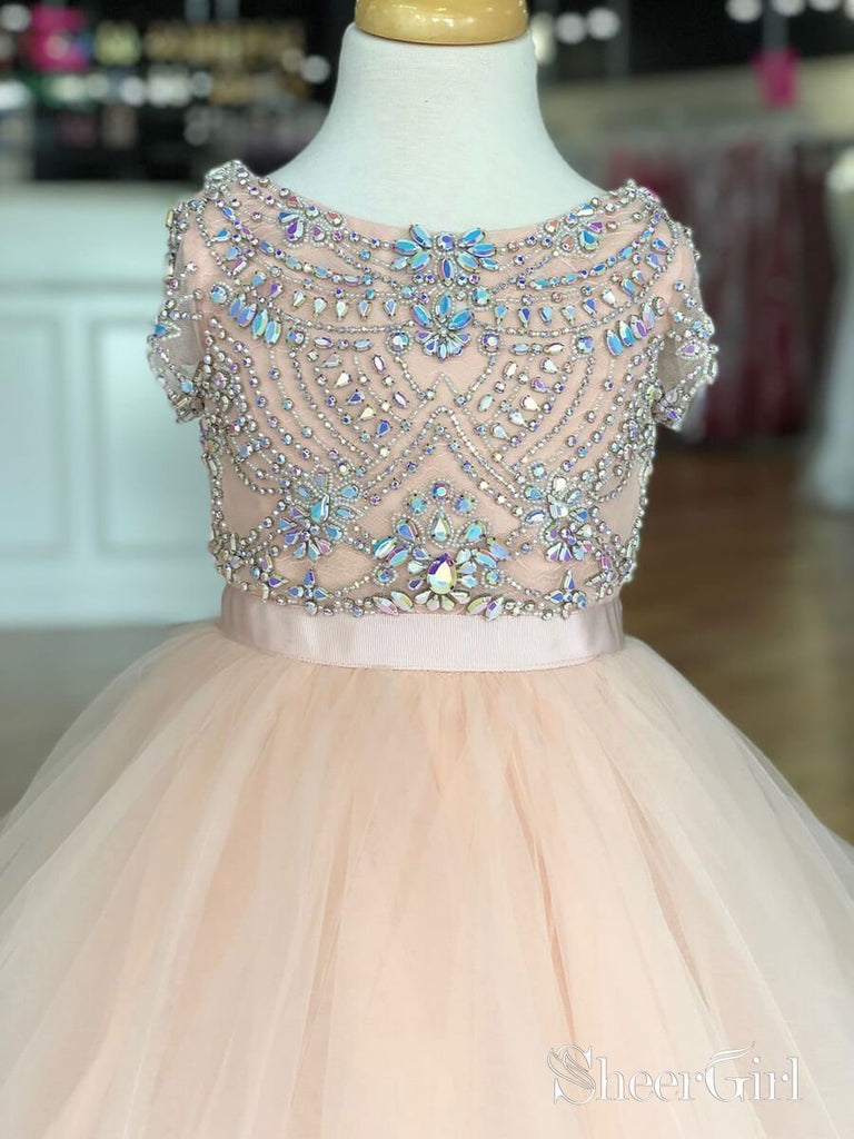 Blush Pink Ball Gown Flower Girl Dresses Rhinestone Baby Dress ARD1822 SheerGirl Blush Pink Ball Gown Flower Girl Dresses Rhinestone Baby Dress ARD1822 SheerGirl