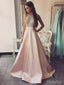 Blush Pink Beaded Prom Dresses Sweep Train Formal Dresses ARD2340