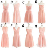 Blush Pink Chiffon Summer Short Bridesmaid Dresses Simple Hoco Dress apd1700-SheerGirl