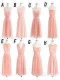 Blush Pink Chiffon Summer Short Bridesmaid Dresses Simple Hoco Dress apd1700-SheerGirl