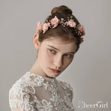 Blush Pink Floral Headband with Crystals ACC1114-SheerGirl