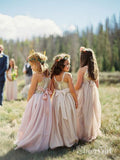 Blush Pink Flower Girl Dresses with Sash Gold Top Dresses for Kids ARD1283-SheerGirl