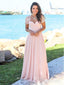 Blush Pink Formal Maxi Dresses Open Back Lace Sleeve Beach Wedding Guest Dresses APD3449