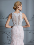Blush Pink Mermaid Wedding Dresses Lace Applique Beaded Vintage Wedding Dresses AWD1073-SheerGirl