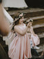 Vestidos de niña de flores simples de color rosa rubor para boda campestre rústica ARD2103 