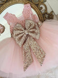 Blush Pink Toddler Flower Girl Dresses with Sparkly Bow ARD1761-SheerGirl