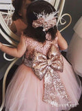 Blush Pink Toddler Flower Girl Dresses with Sparkly Bow ARD1761-SheerGirl