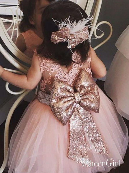 Blush Pink Toddler Flower Girl Dresses with Sparkly Bow ARD1761 – SheerGirl