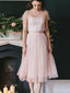 Blush Pink Dvoudílné šaty pro družičky Korálkové společenské šaty ARD2354 