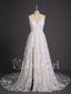 Boho Lace Beach Wedding Dresses Ivory Long Bohemian Wedding Dress AWD1036