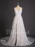 Boho Lace Beach Wedding Dresses Ivory Long Bohemian Wedding Dress AWD1036-SheerGirl