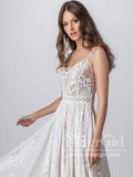 Bridal Gowns with Spaghetti Straps Lace Up Back Bohemian Wedding Dresses AWD1719-SheerGirl
