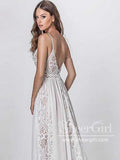 Bridal Gowns with Spaghetti Straps Lace Up Back Bohemian Wedding Dresses AWD1719-SheerGirl