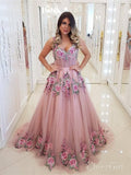 Broad Strap Floral Appliqued Long Prom Dresses Cheap Vintage Prom Dress ARD2079-SheerGirl