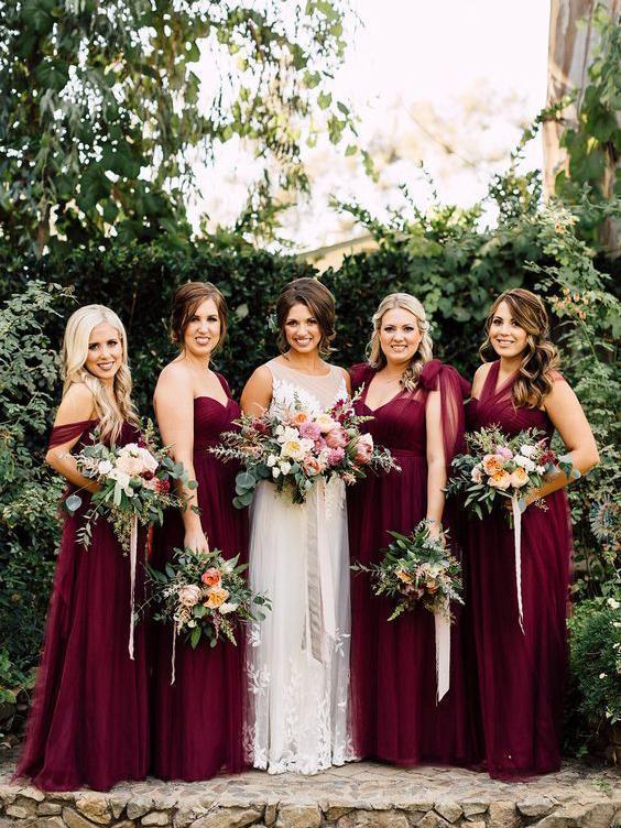 Burgundy Multiway Bridesmaid Dress Styles Buy Burgundy Red Jersey