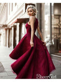 Burgundy High Low Prom Dresses Cheap Lace Vintage Maroon Formal Dresses ARD1334-SheerGirl