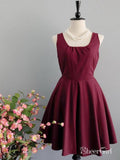 Burgundy Homecoming Dresses Knee Length Plum Short Bridesmaid Dress ARD1480-SheerGirl