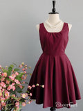 Burgundy Homecoming Dresses Knee Length Plum Short Bridesmaid Dress ARD1480-SheerGirl